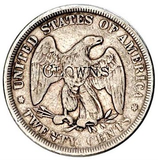 CLOWNS on 1875 Twenty Cent Piece