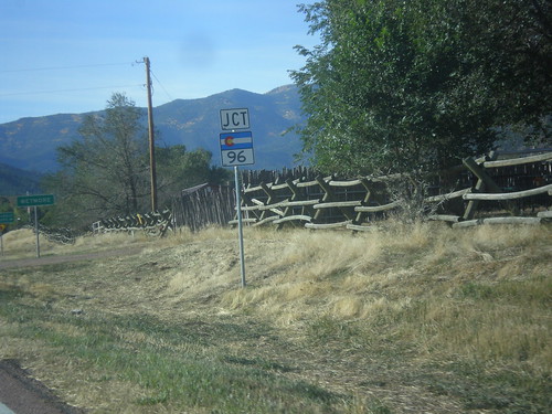 shield intersection sign colorado custercounty co67 co96