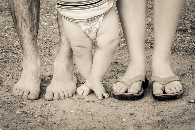 Feet, Family, Parents, Bare Feet, Foot, Legs, B&W, Monochrome