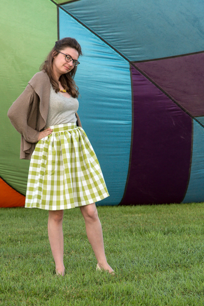 Popbasic, Hot Air Balloon, Fashion, Shabby Apple, Green, Gingham, Skirt, review, 