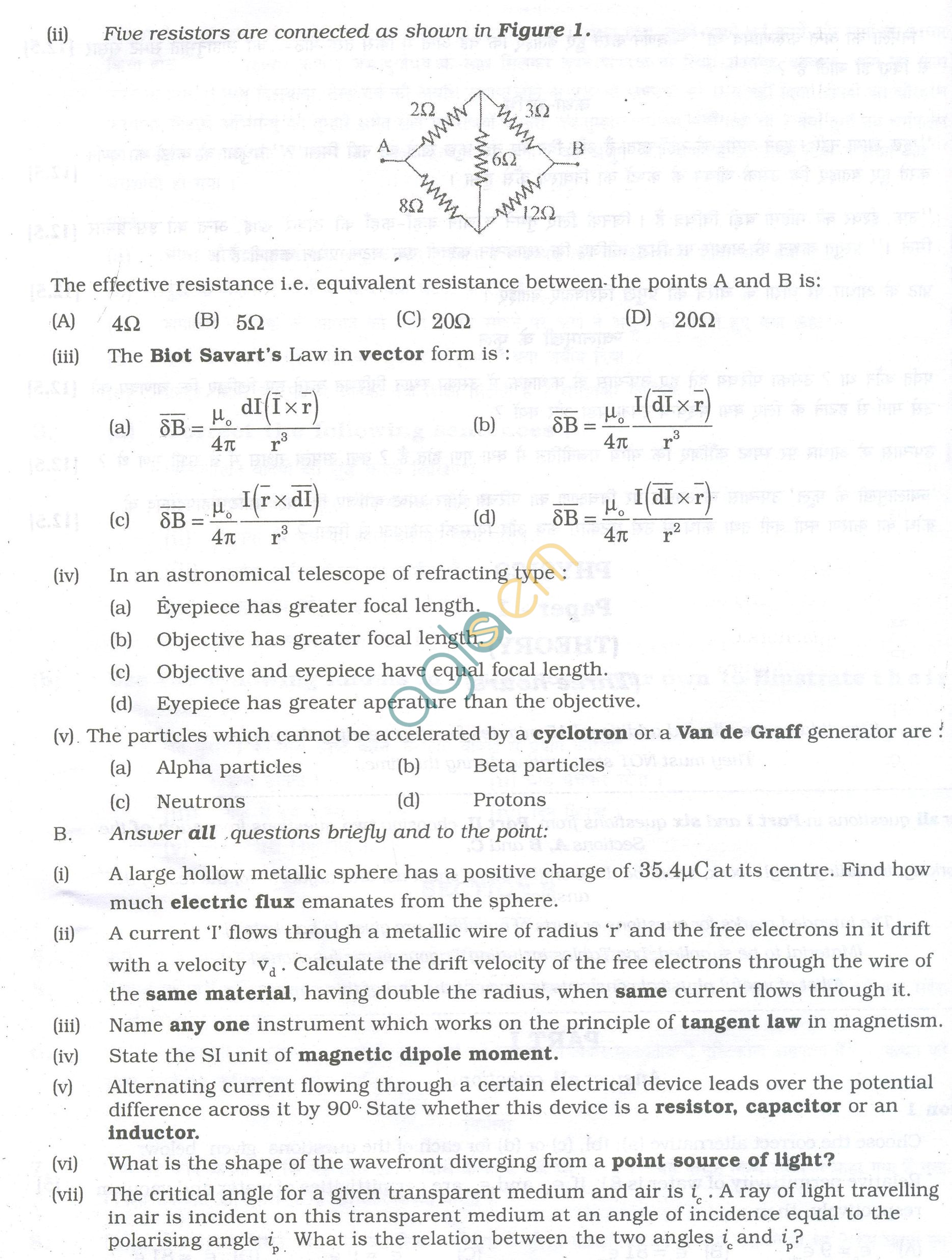 ISC Question Papers 2013 for Class 12 - Physics