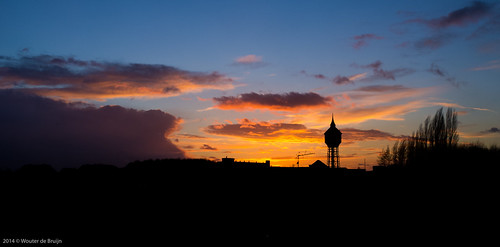 sunset sky tower silhouette clouds landscape evening horizon watertower