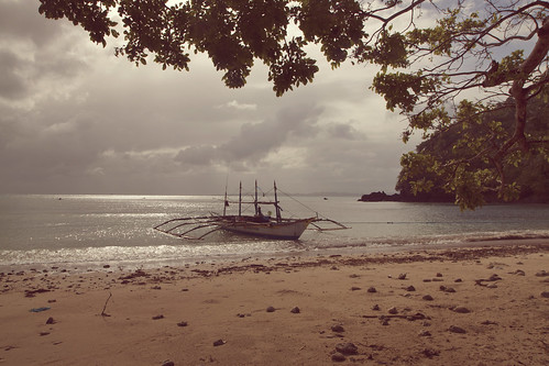 sun beach clouds philippines fishingboat catanduanes treebranches bato 500d 1755mm seaslde