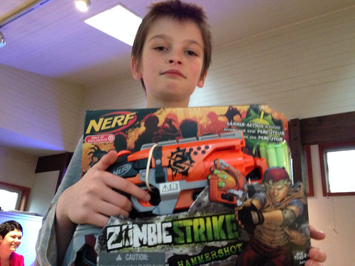 Nick and his Zombie Strike Nerf gun