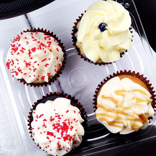 Yes, I am taking a photo of cupcakes on my lap in the car... Because, I know they'll be devoured as soon as we step in the door when we get home! A little pre-dinner celebration that its Friday! Cupcakes from Icing Cafe... The kids got the Birthday Cake o