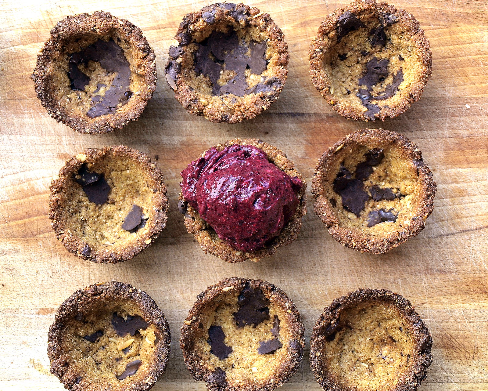Chickpea Chocolate Chip Cookie Cups + Black Currant Coconut Ice Cream = Summer Love