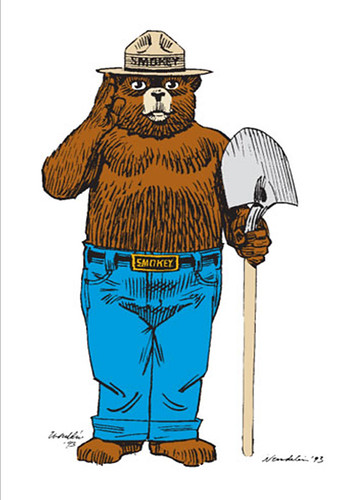 Smokey Bear, the U.S. Forest Service symbol for wildfire prevention.