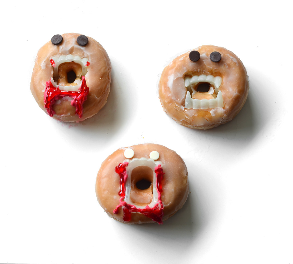 Halloween treat vampire donuts teeth chocolate chips