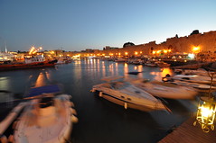 Commercial harbour at dusk
