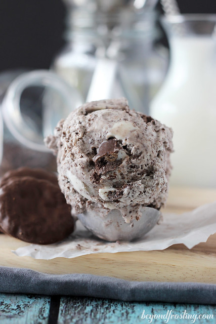Thin Mint Cookie Ice Cream | beyondfrosting.com | #girlscoutcookies #icecream
