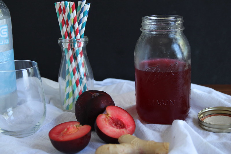Homemade Plum Ginger Simple Syrup for cocktails, soda