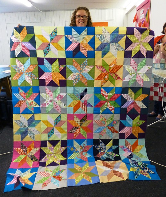 Bee Blessed Starflower quilt top