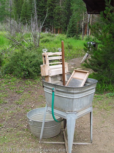 The old-fashioned washing machine at the Holzwarth Historic Site, Rocky Mountain National Park, Colorado