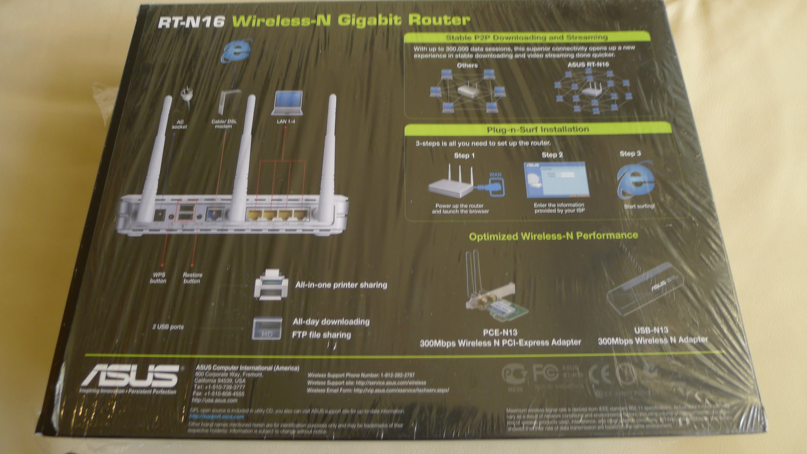 Asus RT N16 300 Mbps 4 Port Gigabit Wireless N Router DD WRT DDWRT 2 USB Ports