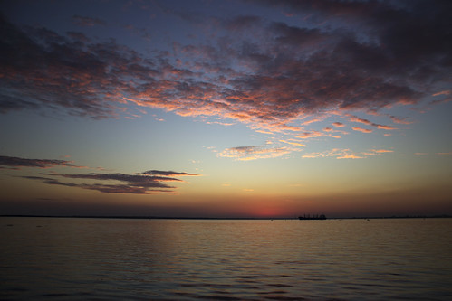 sunset sky day ship cloudy cargo