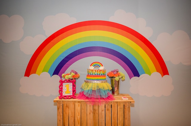 rainbow themed party cake