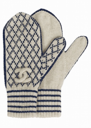 Chanel藍白格紋喀什米爾編織手套.PNG