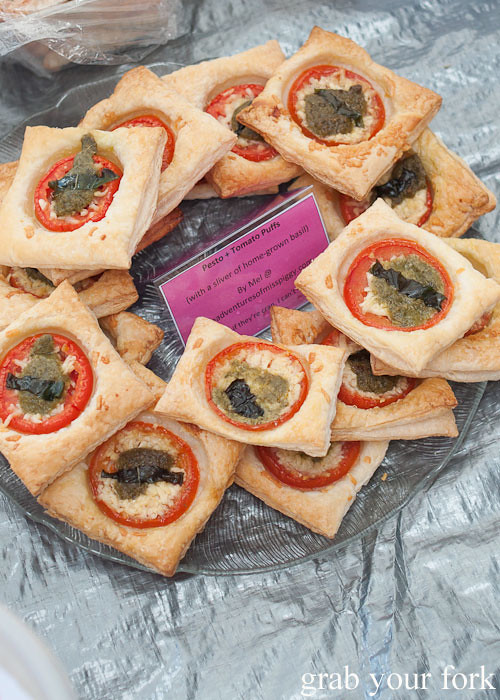 Pesto and tomato puffs by The Adventures of Miss Piggy at the Sydney Food Bloggers Christmas Picnic 2013