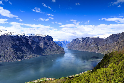 sky mountain snow norway landscapes fjord viewpoint flam