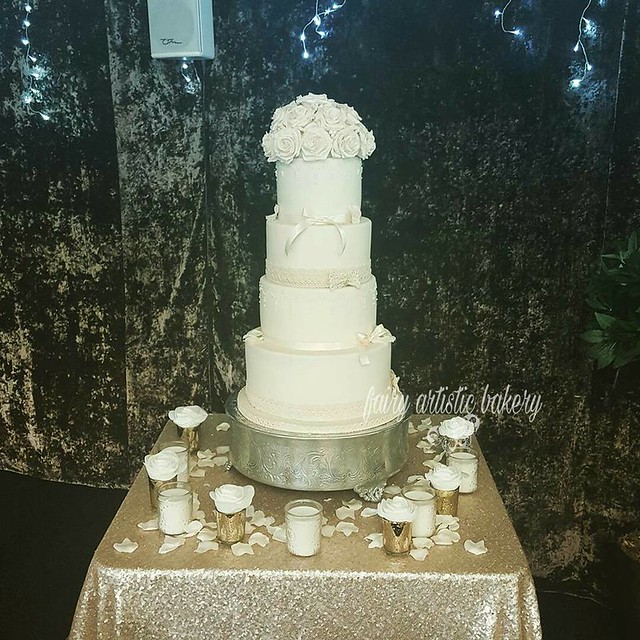 Ivory Elegance Wedding Cake by Helen Wilson Neasom of Fairy Artistic Bakery