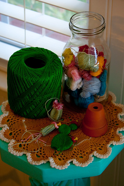Crochet Cacti in Progress
