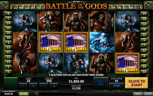 free Battle of the Gods free spins feature