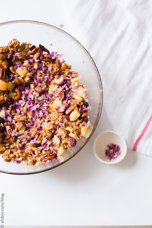 Rose Petal Granola with Dried Fruit