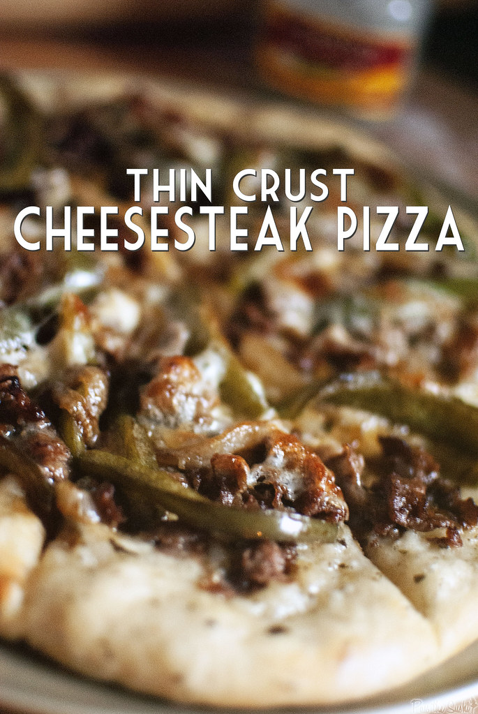Thin Crust Cheesesteak Pizza {Pass the Sushi}