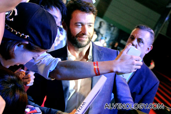Another lucky guy who got a close shot with Hugh Jackman