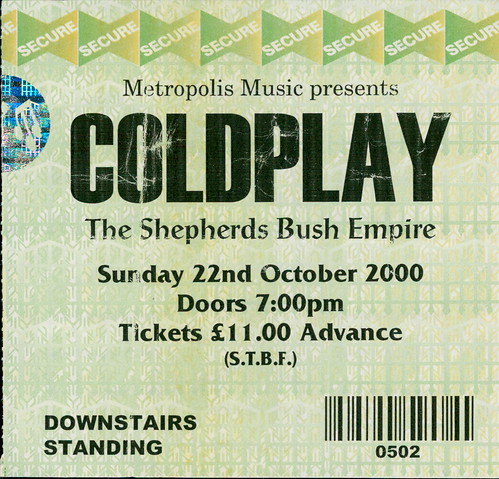 Coldplay, Shepherds Bush Empire 22 October 2000