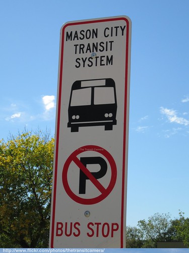 masoncitypublictransit bus stop sign masoncity iowa