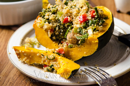 This simple and savory Quinoa-Stuffed Acorn Squash is easy-to-make and filled with nutritious ingredients! 