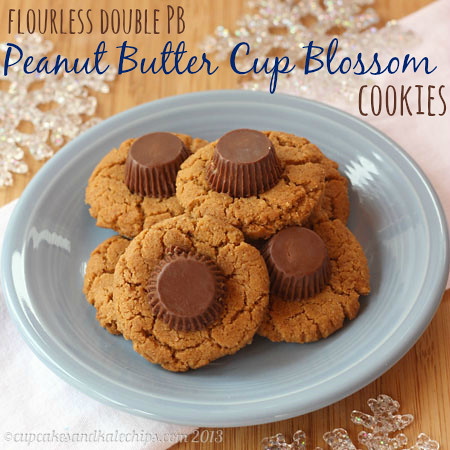 Flourless Double Peanut Butter Cup Blossom Cookies {You won't believe these cookies are gluten free! So yummy!}
