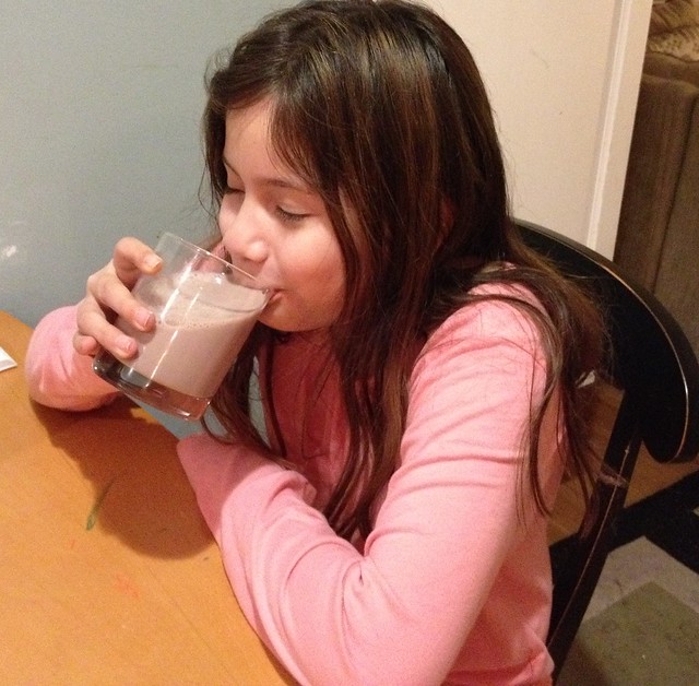 Maya loves here #TruMoo chocolate milk!