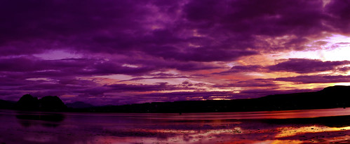 red sky orange reflection water silhouette sunrise dark landscape riverclyde amber colours purple panoramic pentaxkr brianmcdiarmid