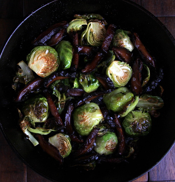 Roasted Brussels Sprouts with Shiitake Bacon