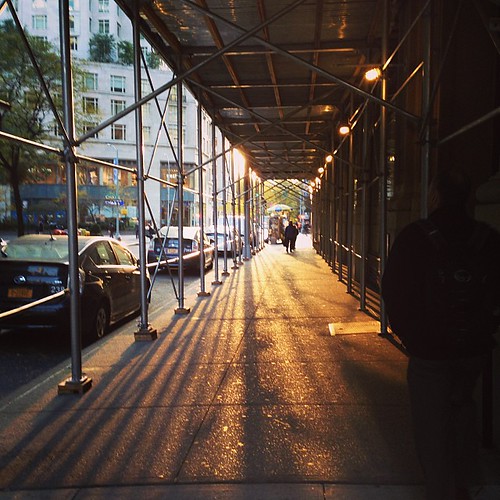 city nyc newyorkcity yellow sunrise square scaffolding broadway midtown squareformat morningcommute iphoneography