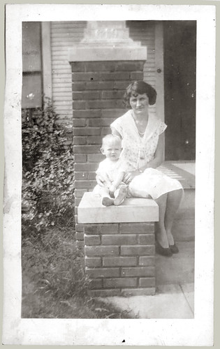 Woman and child on porch