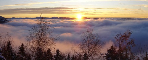 sunset panorama mountain alps fog montagne autostitched
