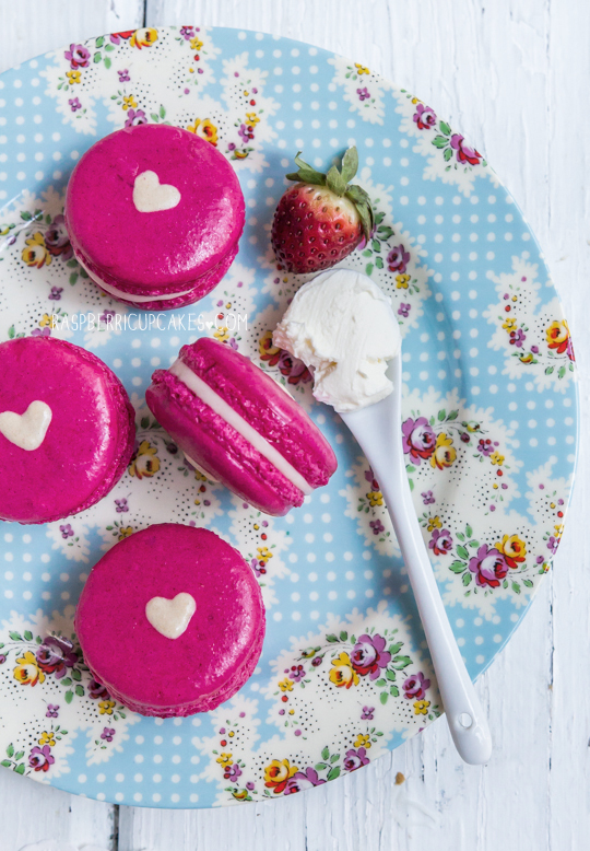 Heart-Inside Macarons (Strawberry Cheesecake and Vanilla Malt)