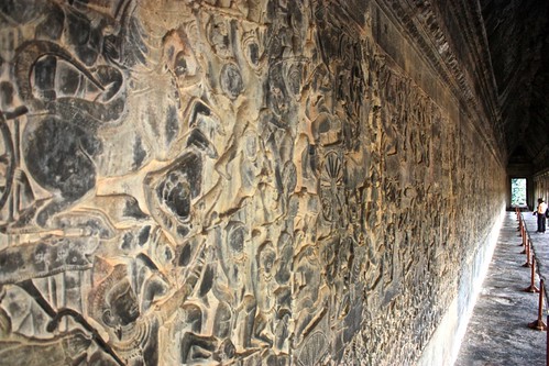 the inner part of Angkor Wat was wrapped in intricate carvings. Each side told a story