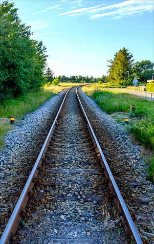 railroad sunset sky sunshine denmark midsummer railway nordjylland ålbæk fujifilmx100s