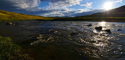 sunset water river asia mongolia centralasia khovdmongolia