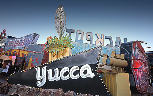 blue red sky usa signs history america rust downtown neon desert lasvegas nevada wideangle places neonsign hdr yucca neonmuseum neonboneyard neongraveyard canon5dmarkii