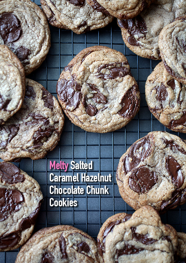 Salted Caramel Hazelnut Chocolate Chip Cookies