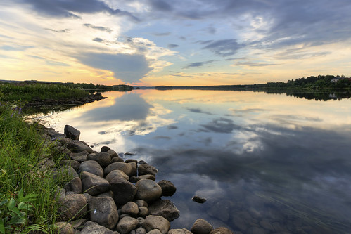 sunset river sweden shore stillness norrbotten kalix kalixälv