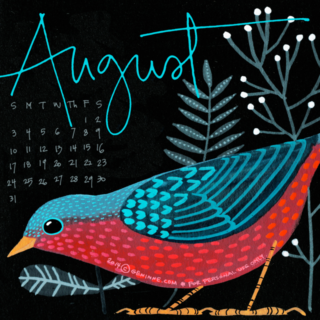 August Desktop Calendar