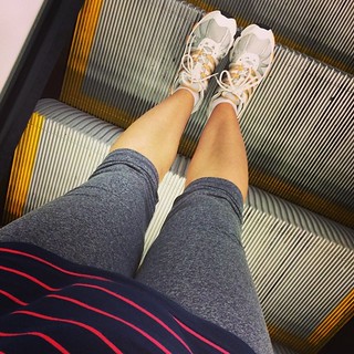 My husband unearthed my tennis #sneakers from before we were married. I only ever wore them to play tennis so they are pristine. Now my new favorite speedy walking #shoes. A bit hypocritical that I am on an #escalator though.