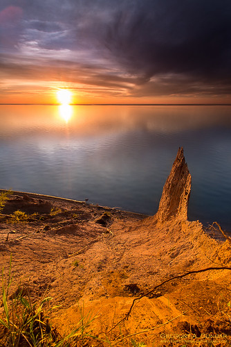 ocean sunset lake beach water landscape photo trail bluffs pillars chimneybluffs