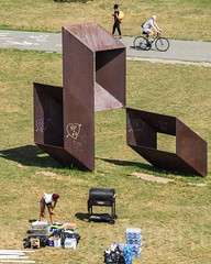 High Rise 1984 Steel Sculpture by Charles Ginnever, Riverside Park, Upper Manhattan, New York City
